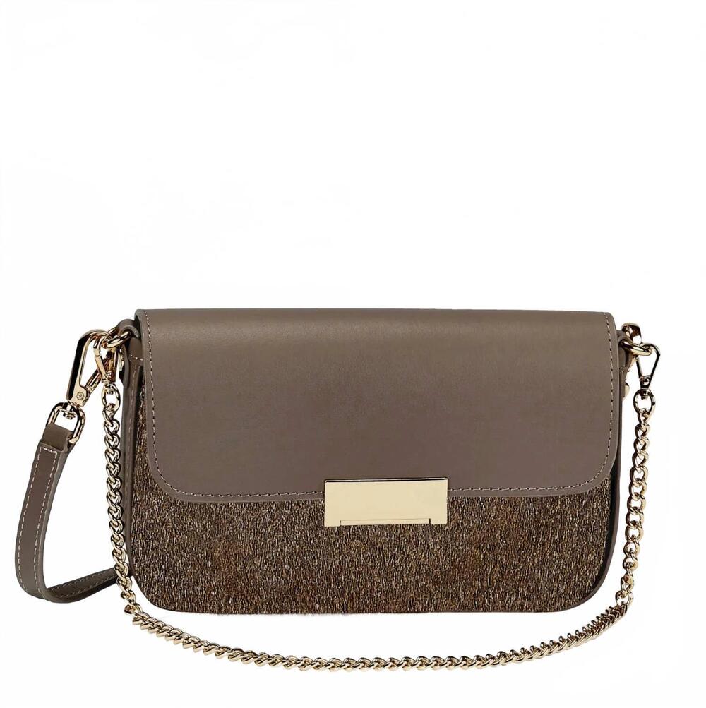 NEW GIGI women's edie shoulder bag in gold haircalf